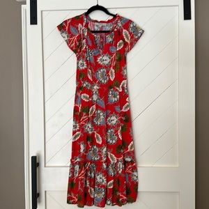 Loft red floral dress SZ Extra Small